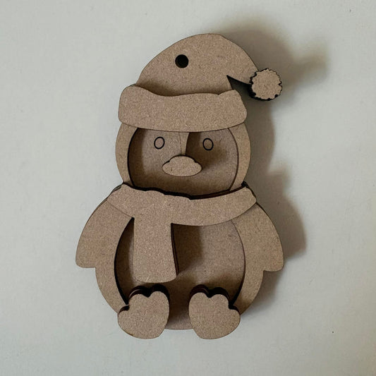 10cm Penguin In Santa Hat Decoration