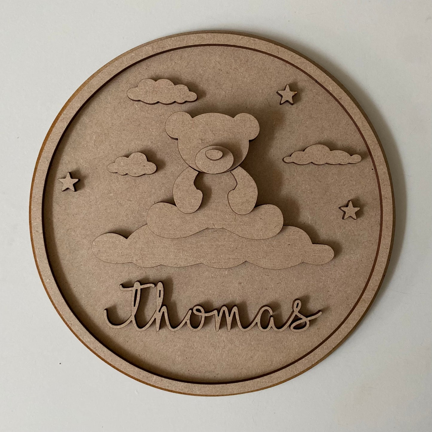 20cm Personalised Bear On A Cloud Sign