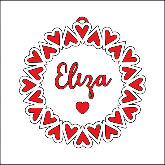 10cm Personalised Heart Border Bauble