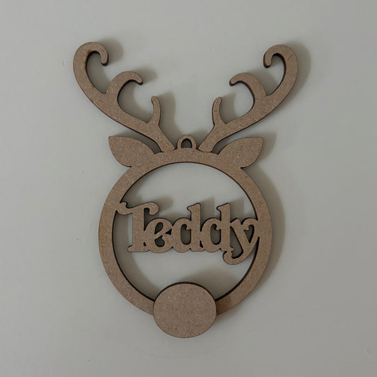 12.5cm Personalised Reindeer Antler Bauble