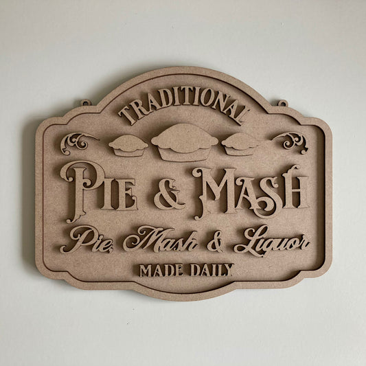25cm Pie Mash & Liquor Sign