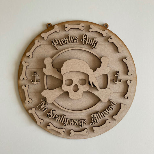 20cm Pirates Only No Scallywags Sign