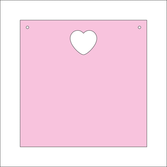 19cm Plain Square Plaque With Heart Cut Out