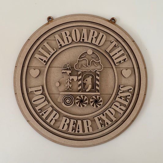 20cm All Aboard The Polar Bear Express Sign