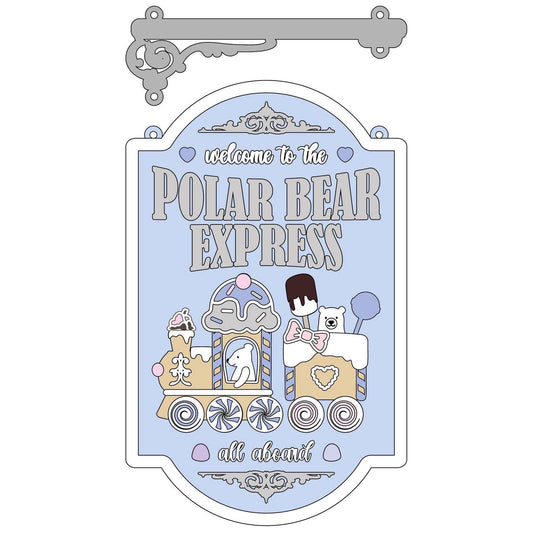 25cm All Aboard The Polar Bear Express Hanging Sign