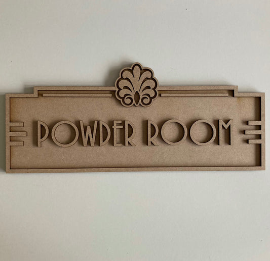 30cm Art Deco Powder Room Sign