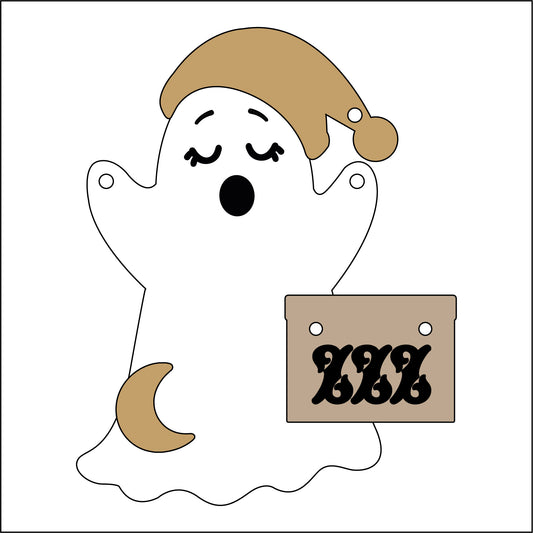 12.5cm Primitive Sleepy Ghost With ZZZ Sign Decoration