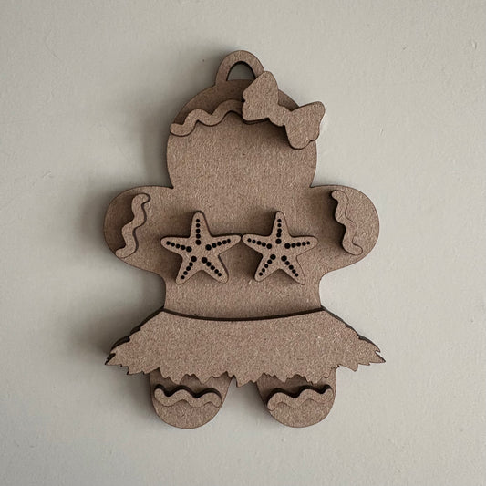 10cm Primitive Gingerbread Lady Beach Ready Decoration