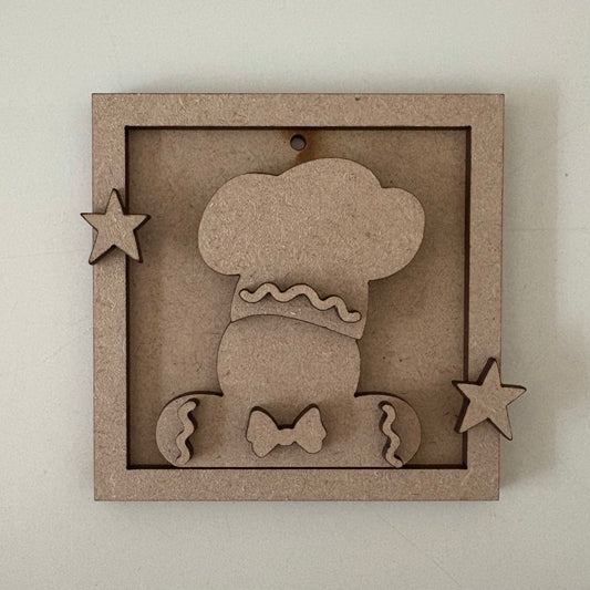 9cm Primitive Gingerbread Chef Mini Frame