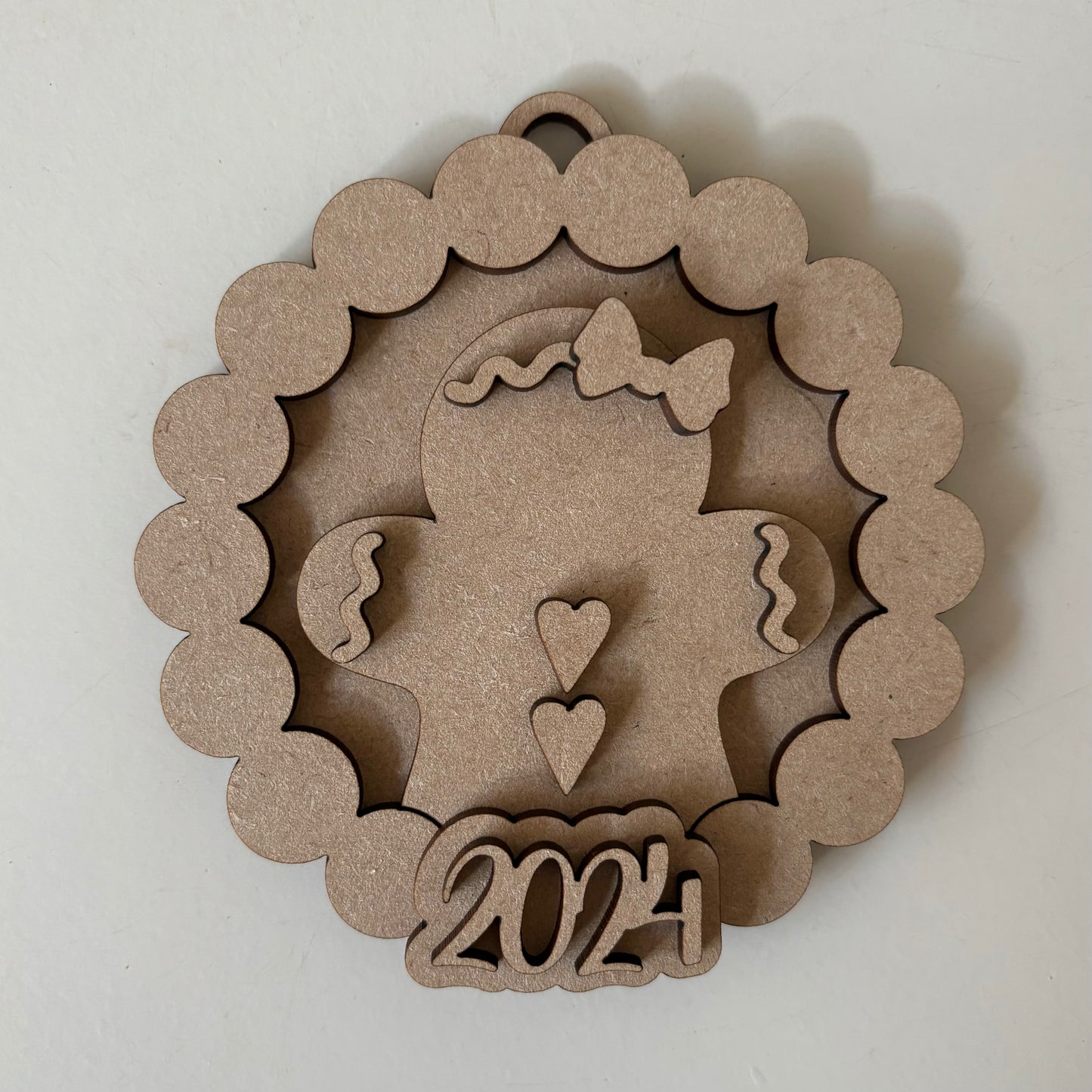 10cm Primitive Gingerbread Girl Snowball Bauble