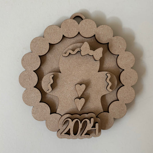 10cm Primitive Gingerbread Girl Snowball Bauble