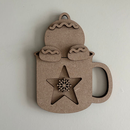 12cm Primitive Gingerbread Man In A Mug Decoration