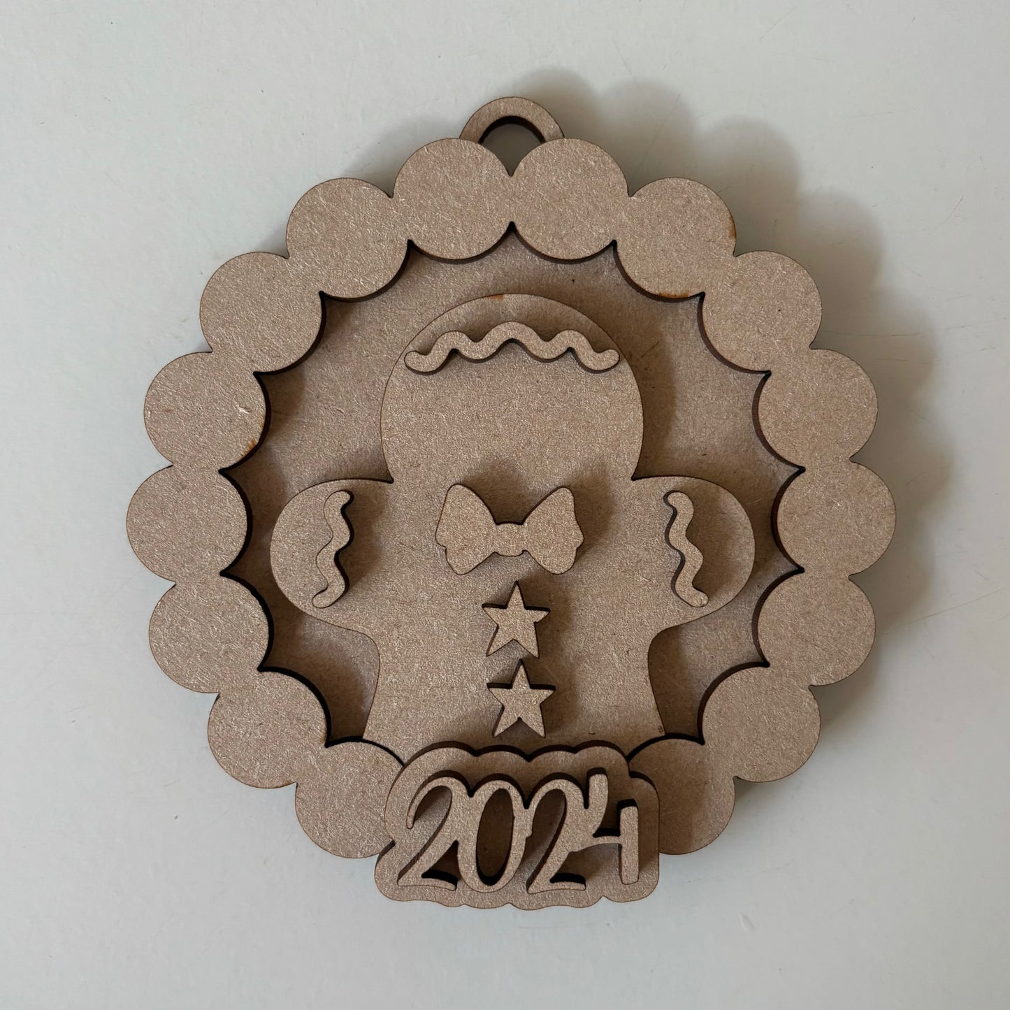 10cm Primitive Gingerbread Man Snowball Bauble