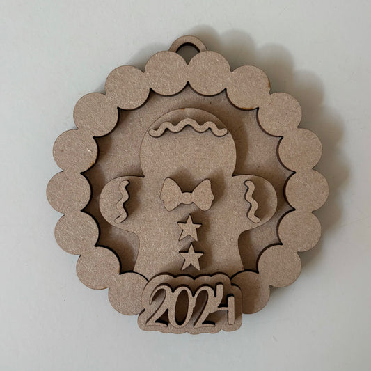 10cm Primitive Gingerbread Man Snowball Bauble