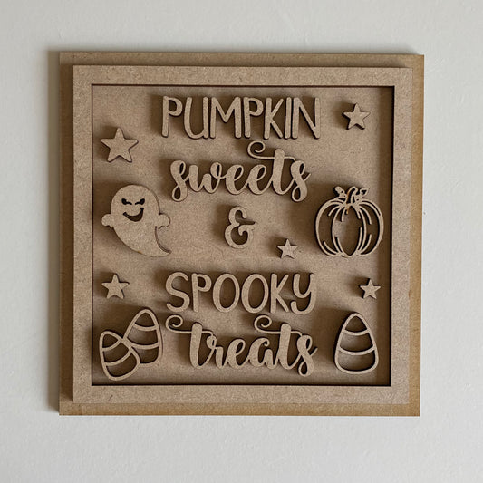 19cm Pumpkin Sweets & Spooky Treats Sign