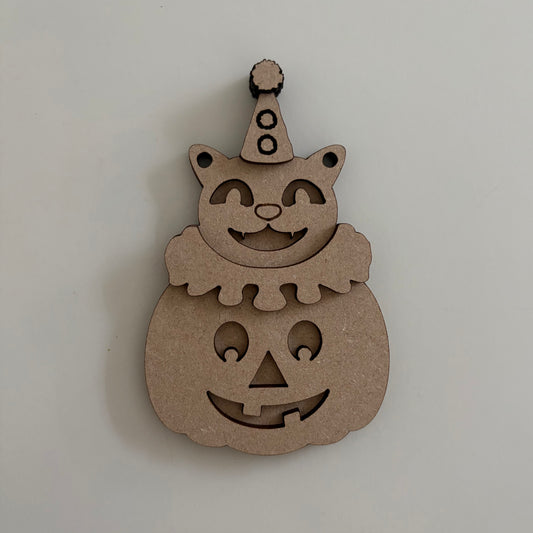 12cm Vintage Pumpkin & Cat Stacker