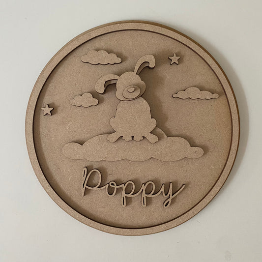 20cm Personalised Rabbit On A Cloud Sign