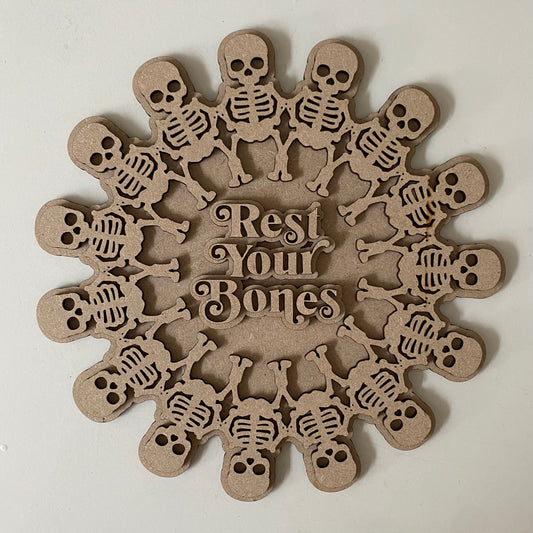20cm Rest Your Bones Skeleton Wreath
