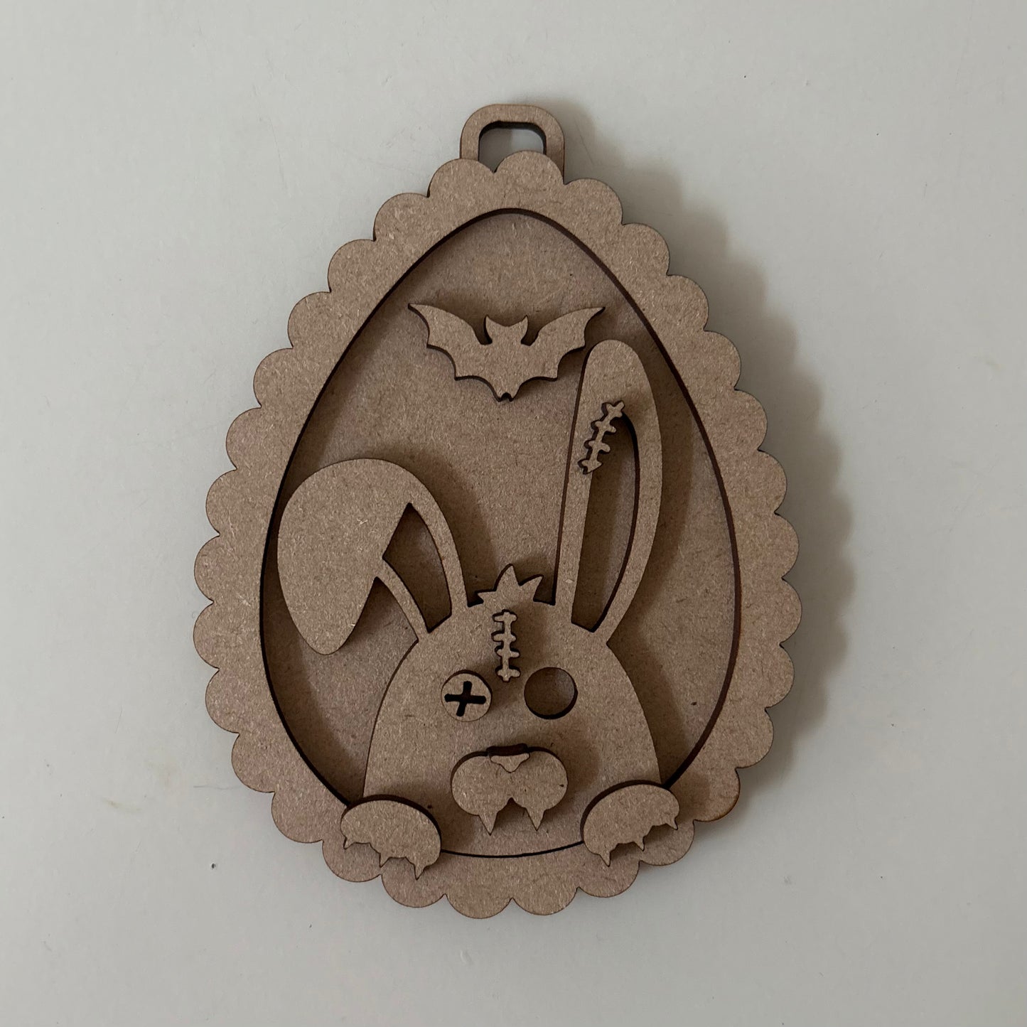 13cm Gothic Bunny Scalloped Egg Bauble