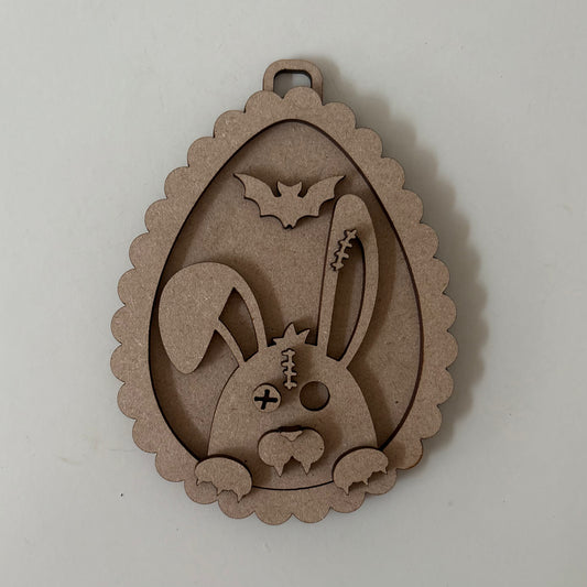 13cm Gothic Bunny Scalloped Egg Bauble