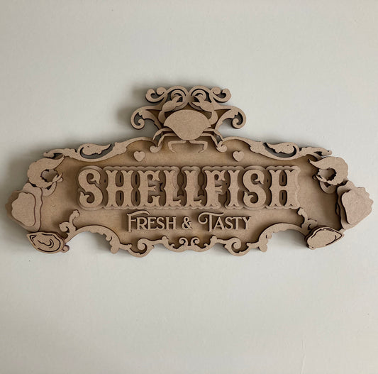 30cm Shellfish Fancy Sign