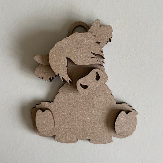 10cm Highland Cow With Tilted Head Decoration