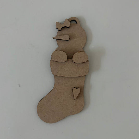 10cm Snowgirl In Stocking Decoration