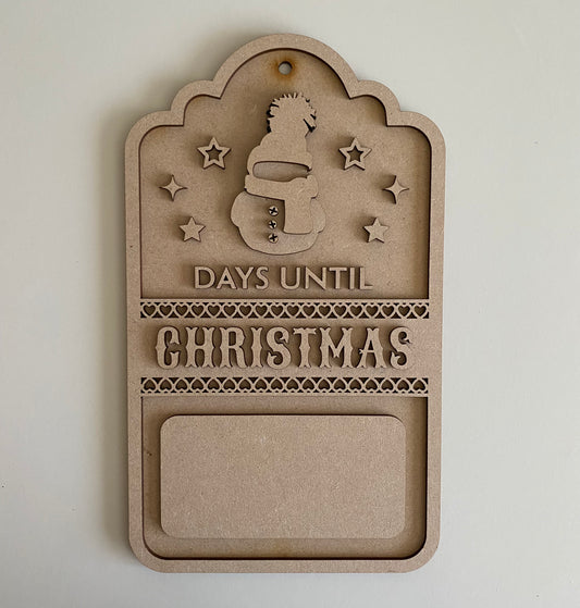 30cm Days Until Christmas Snowman Tag