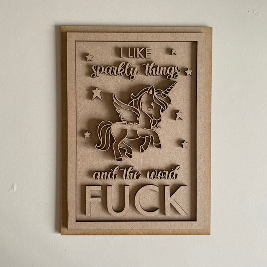 25cm I Like Sparkly Things And The Word Fuck Unicorn Sign