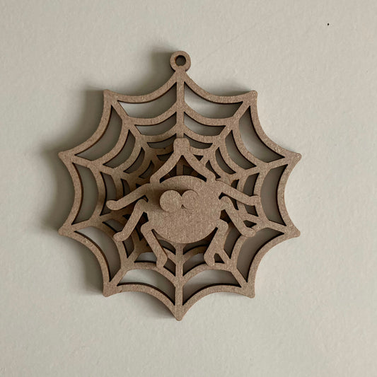 9.5cm Spider On A Web Decoration