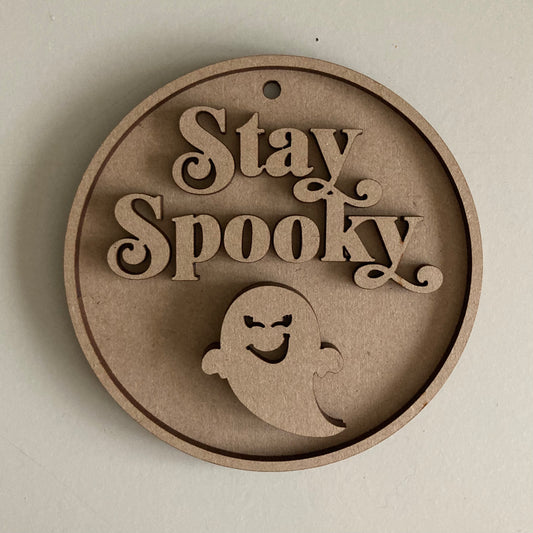 10cm Stay Spooky Ghost Round Bauble