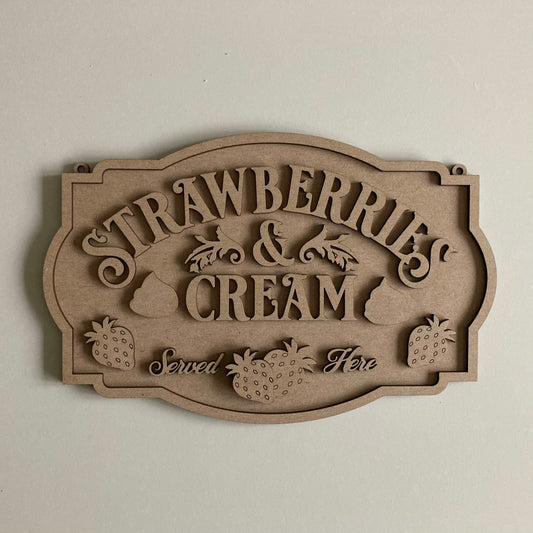 28cm Strawberries & Cream Sign