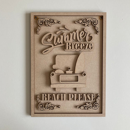 25cm Summer Breeze Beach Please Truck Sign