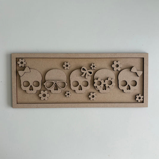 20cm Summer Skulls Rectangle Sign