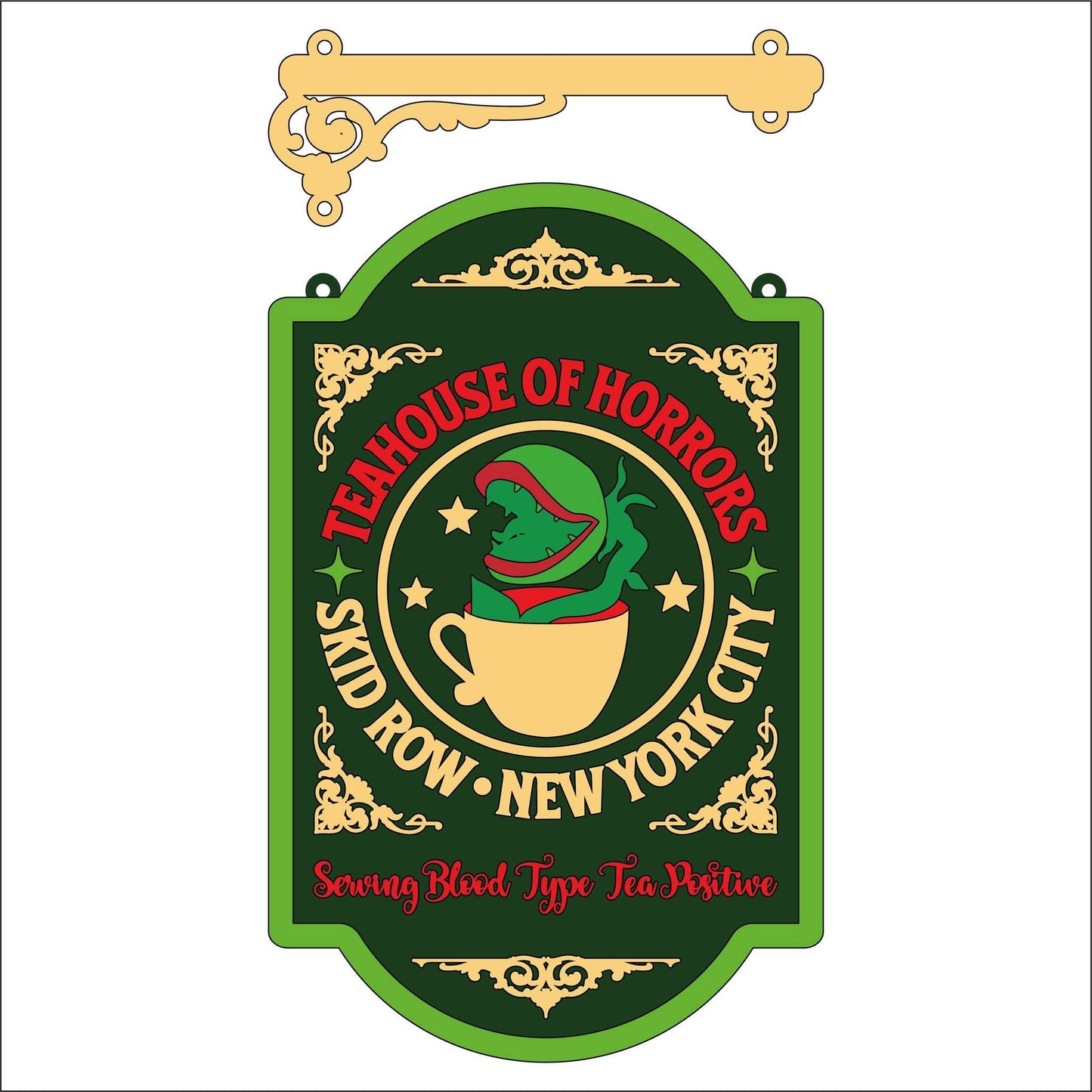 25cm Teahouse Of Horrors Hanging Sign