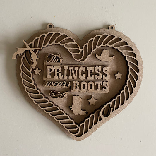15cm This Princess Wears Boots Sign