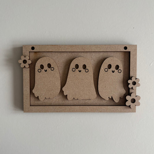 13cm Three Ghosts & Flowers Mini Frame