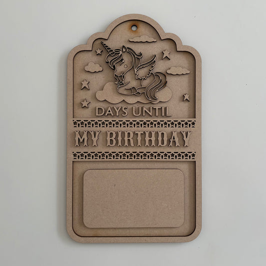 30cm Days Until My Birthday Unicorn Tag