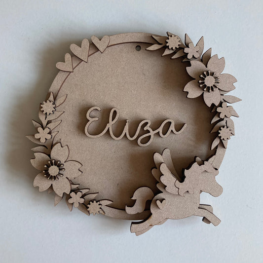 15cm Personalised Unicorn Wreath