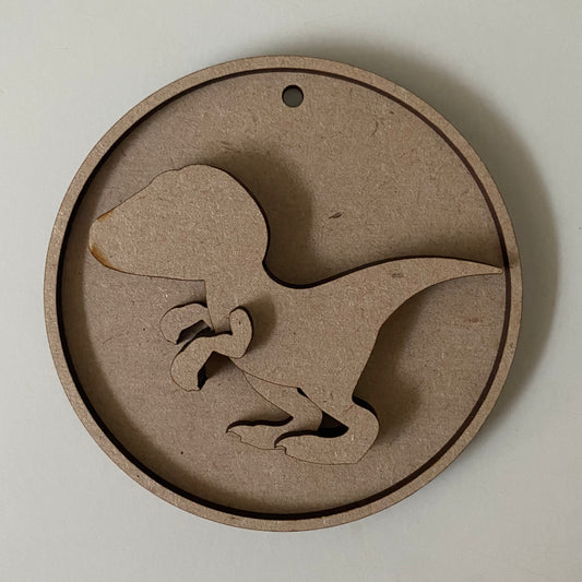 10cm Velociraptor Dinosaur Round Bauble
