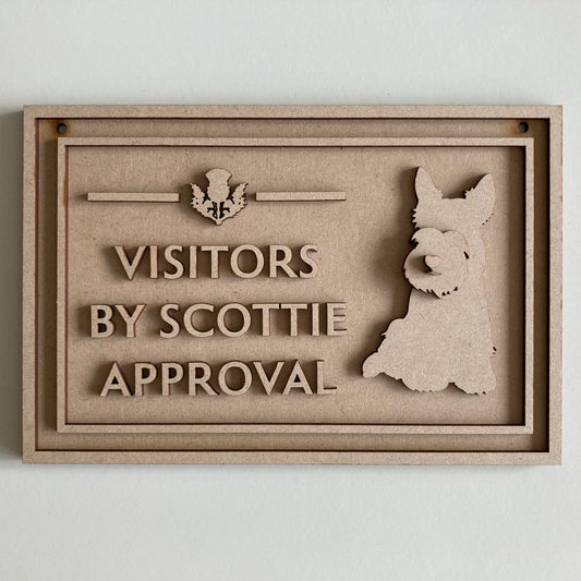 22.5cm Visitors By Royal Approval Scottie Dog Sign