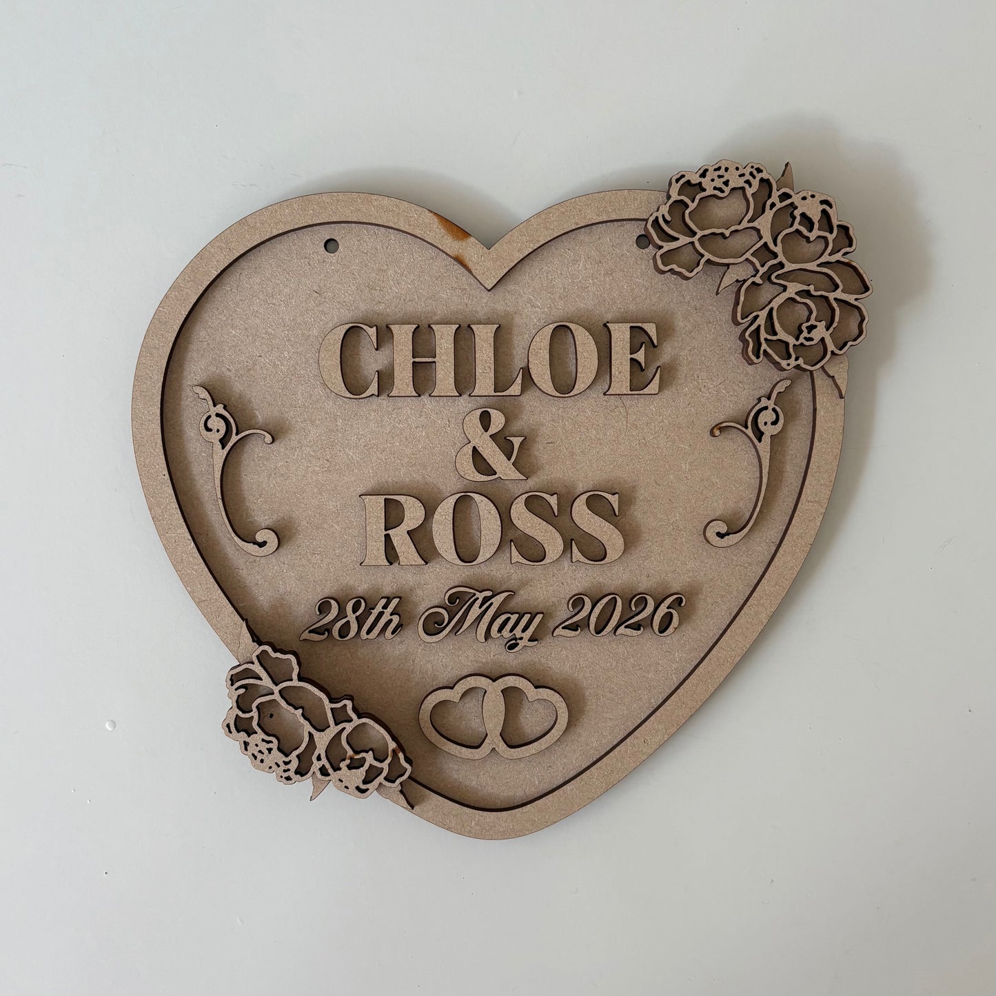 22cm Personalised Wedding Heart Sign