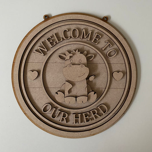 20cm Welcome To Our Herd Sign