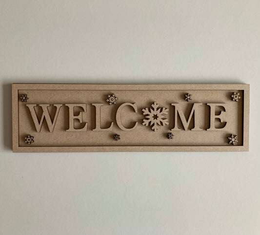 30cm Welcome Snowflakes Rectangle Sign