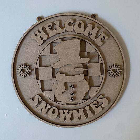 20cm Welcome Snowmies Sign