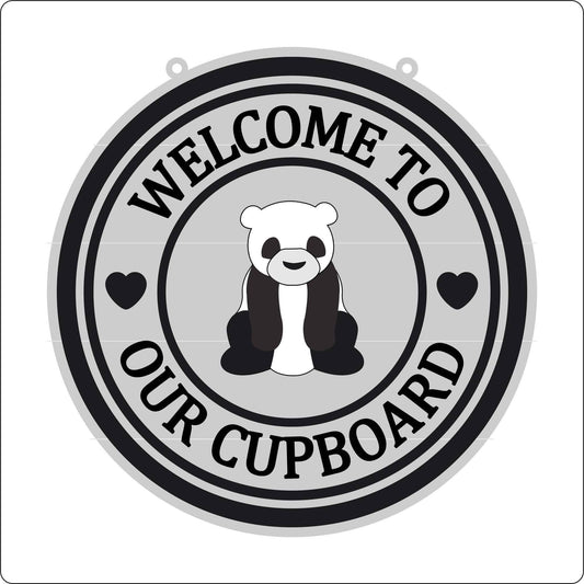 20cm Welcome To Our Cupboard Panda Sign