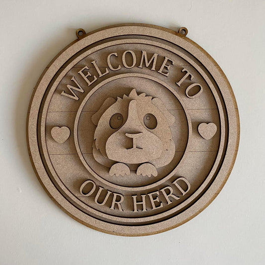 20cm Welcome To Our Herd Guinea Pig Sign