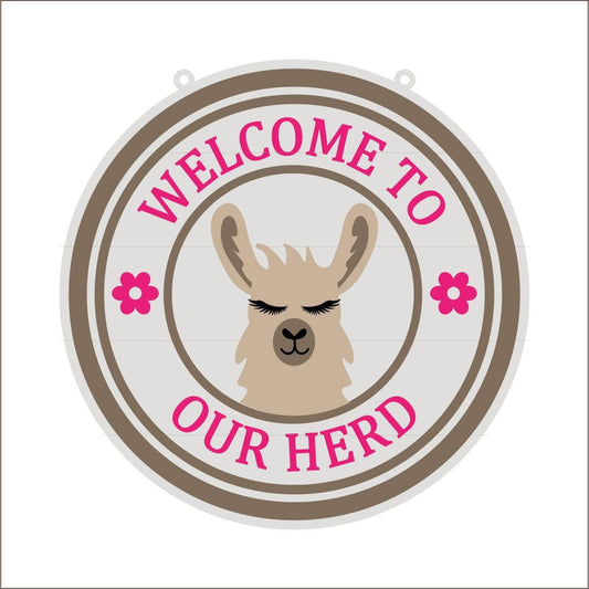 20cm Welcome To Our Herd Llama Sign