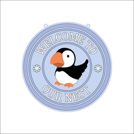 20cm Welcome To Our Nest Puffin Sign