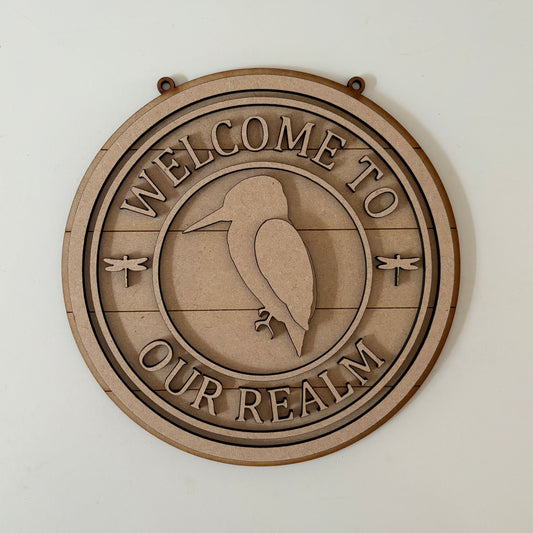 20cm Welcome To Our Realm Sign